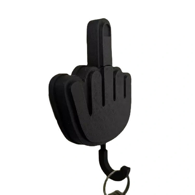 Spoof Middle Finger Desktop Storage Key Hook in Wood or Plastic