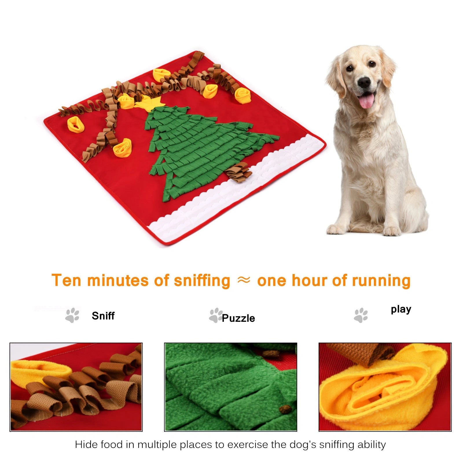 Christmas Tree Pattern Washable Pet Dog Snuffle Mat for Stress Relief and Slow Feeding