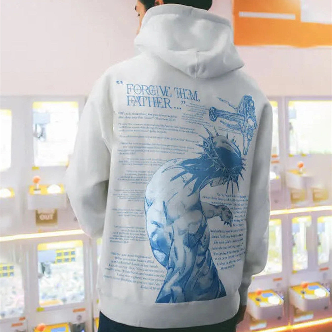 Men's and Women's Casual Printed Hooded Sweater in Polyester