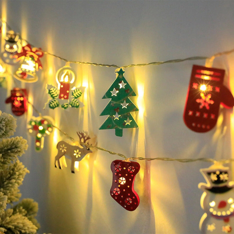 Christmas LED Light String with Santa Claus, Elk, and Snowman Ornaments
