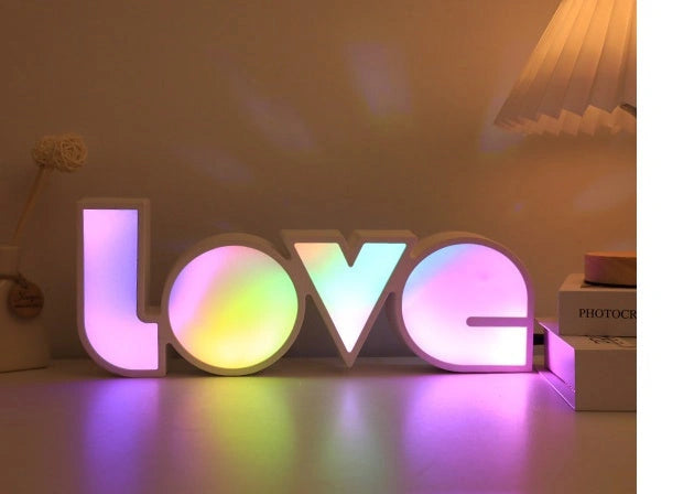 Rainbow-style LED LOVE Light for Valentine's Day and Wedding Decor
