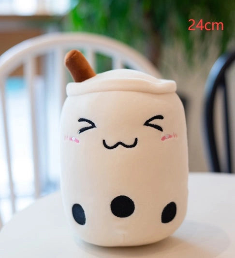 Strawberry Milk Tea Plush Boba Toy Pillow for Youth