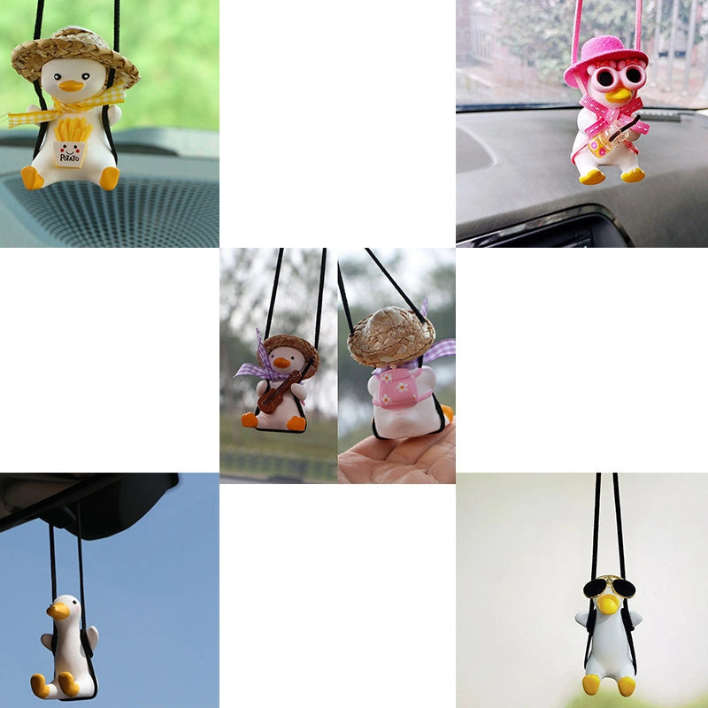 Cute Anime Little Duck Swing Car Pendant for Rearview Mirror Decoration