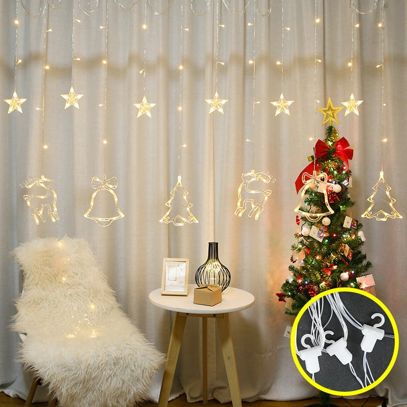 Christmas Deer Tree Bells Star String Fairy Lights for Festive Decor