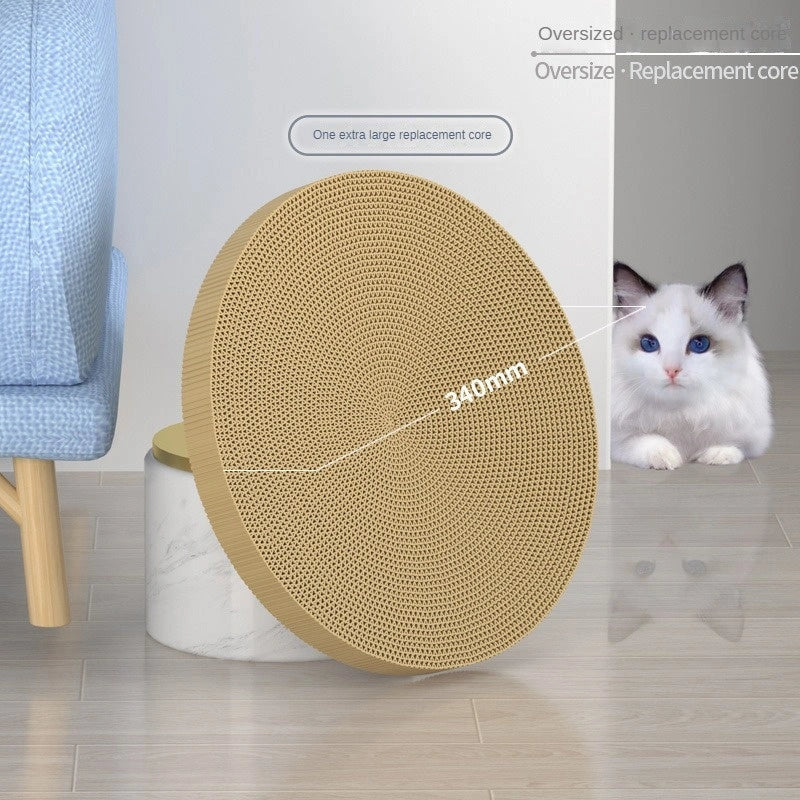 Round Cat Scratching Board with Toy Ball, Protects Furniture