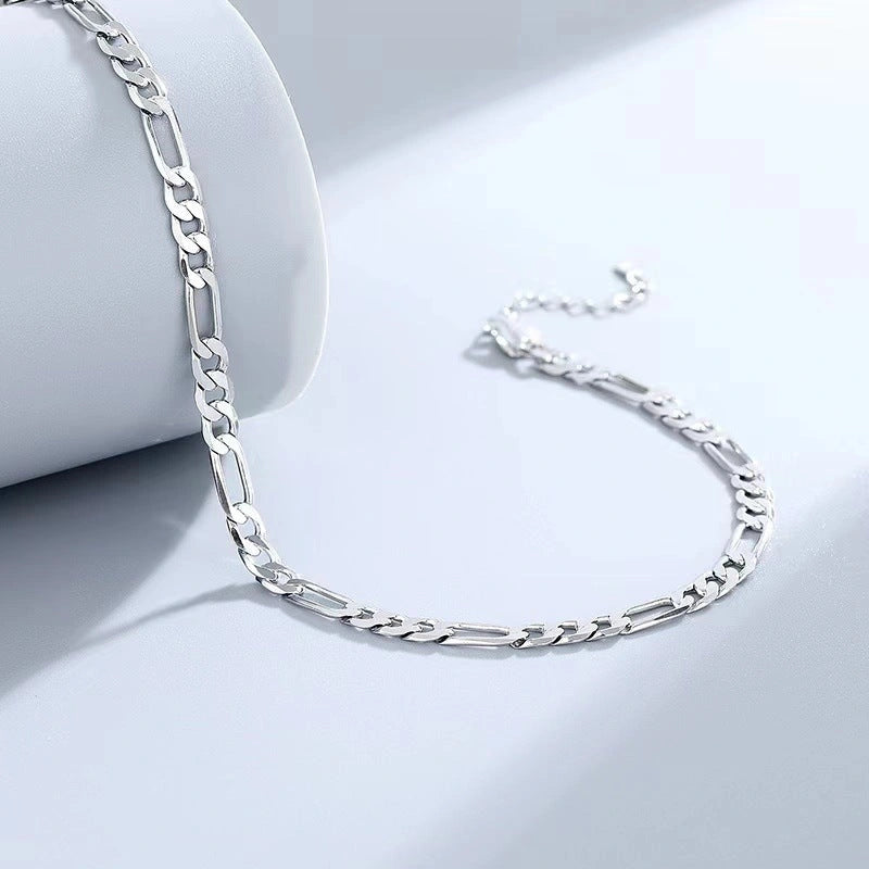 S925 Sterling Silver Figaro Anklet for Hip Hop Style