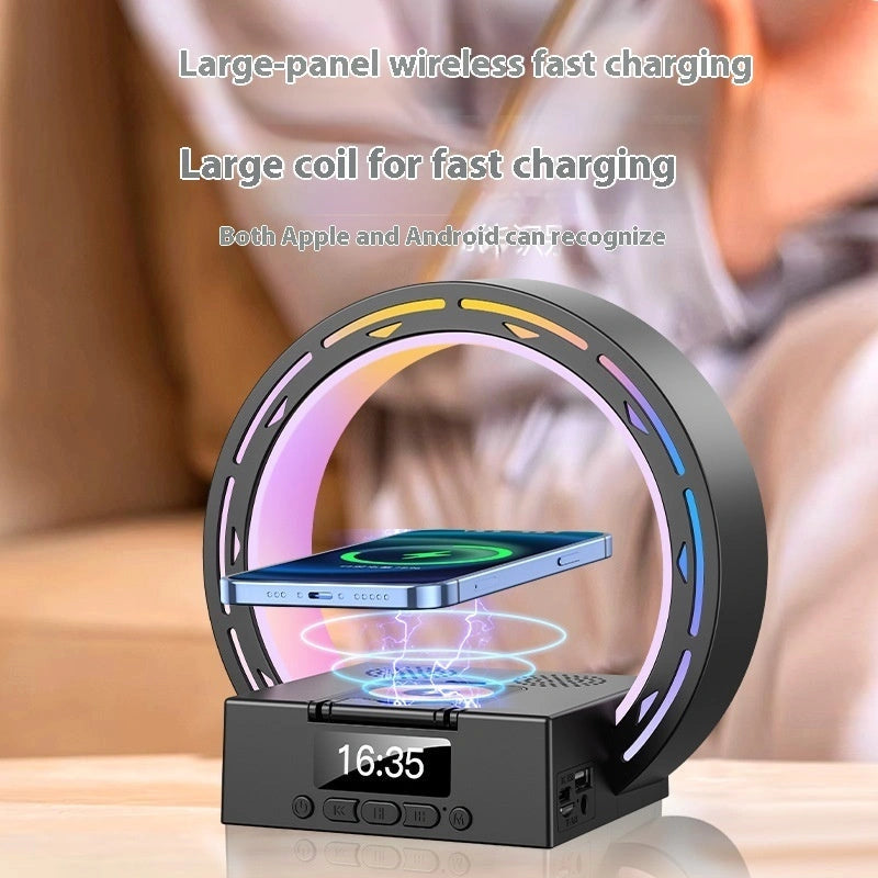 4-in-1 Wireless Bluetooth Speaker with Charging Pad and Alarm Clock