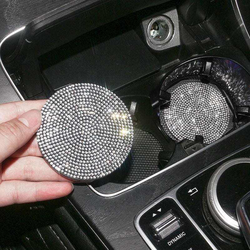 Universal Anti-Slip Silicone Cup Holder Insert with Crystal Rhinestone Design