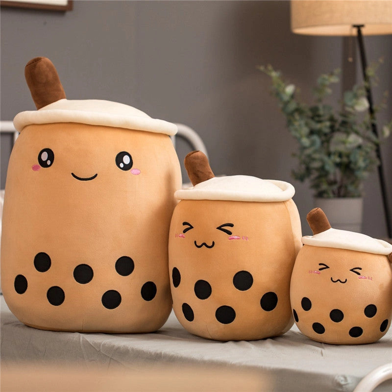 Strawberry Milk Tea Plush Boba Toy Pillow for Youth
