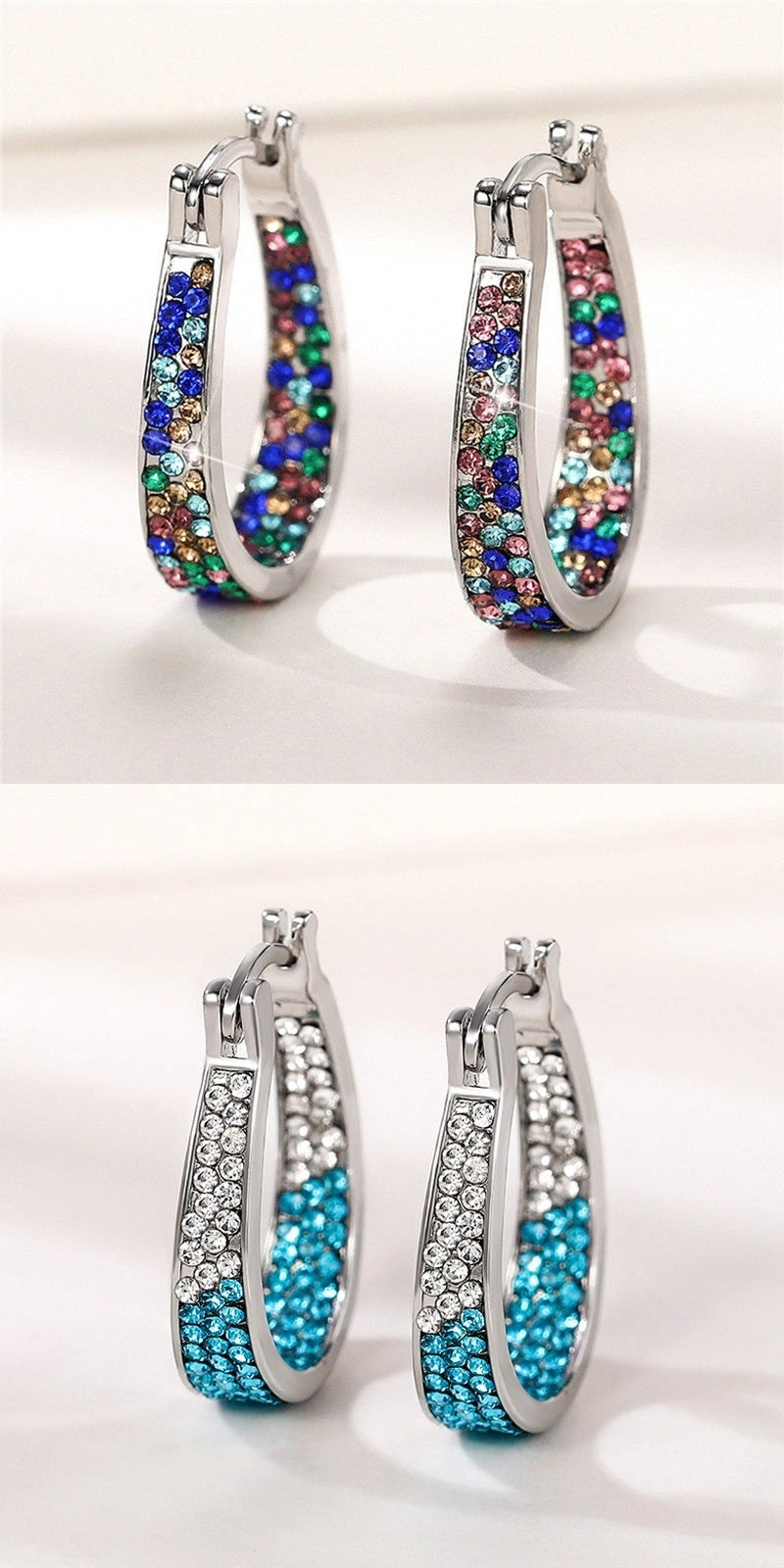 Colourful Geometric Diamond Earrings for Women with English Letter Detail