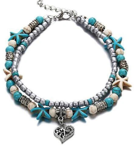 Starfish Design Zinc Alloy Anklet for Women Beach Foot Jewelry