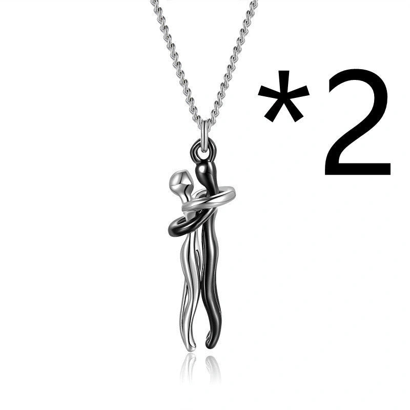 Affectionate Hug Necklace for Couples in Punk Street Style