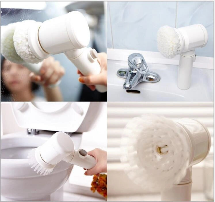 5-in-1 Electric Cleaning Brush with Interchangeable Heads for Kitchen and Household Use