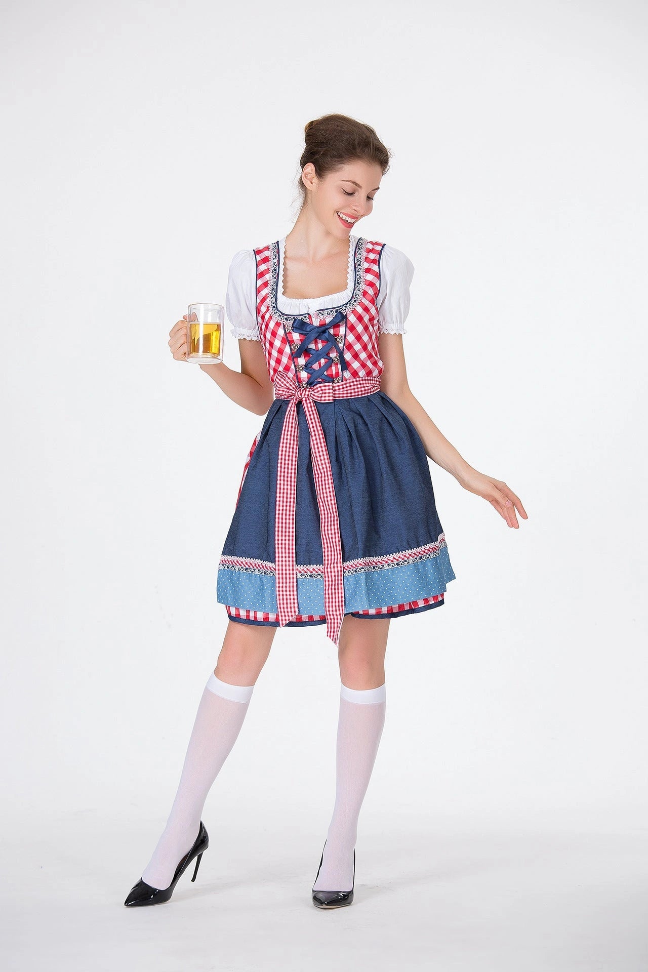 Bavarian Traditional Beer Dress in red cotton blend