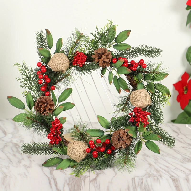 Christmas Wreath with Natural Pine and Frost Decoration