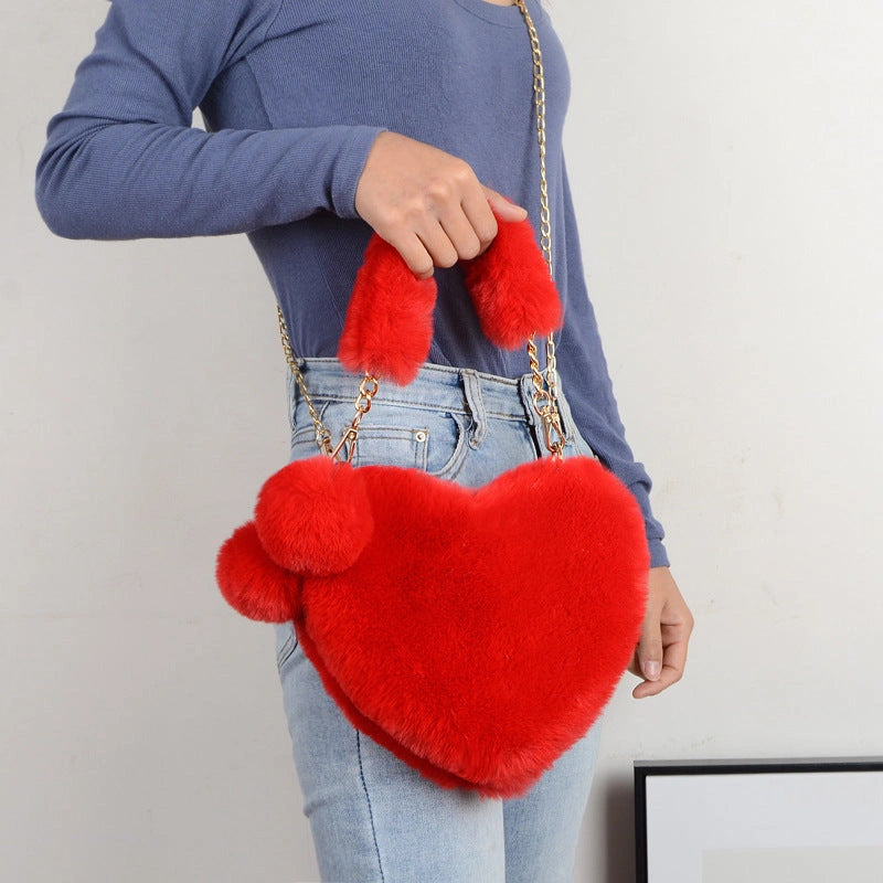 Love Bags Soft Plush Handbags for Women, Valentine