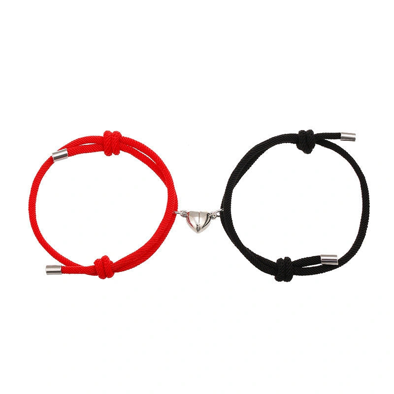 Adjustable Nylon Love Magnetic Bracelet with Sticky Metal Heads