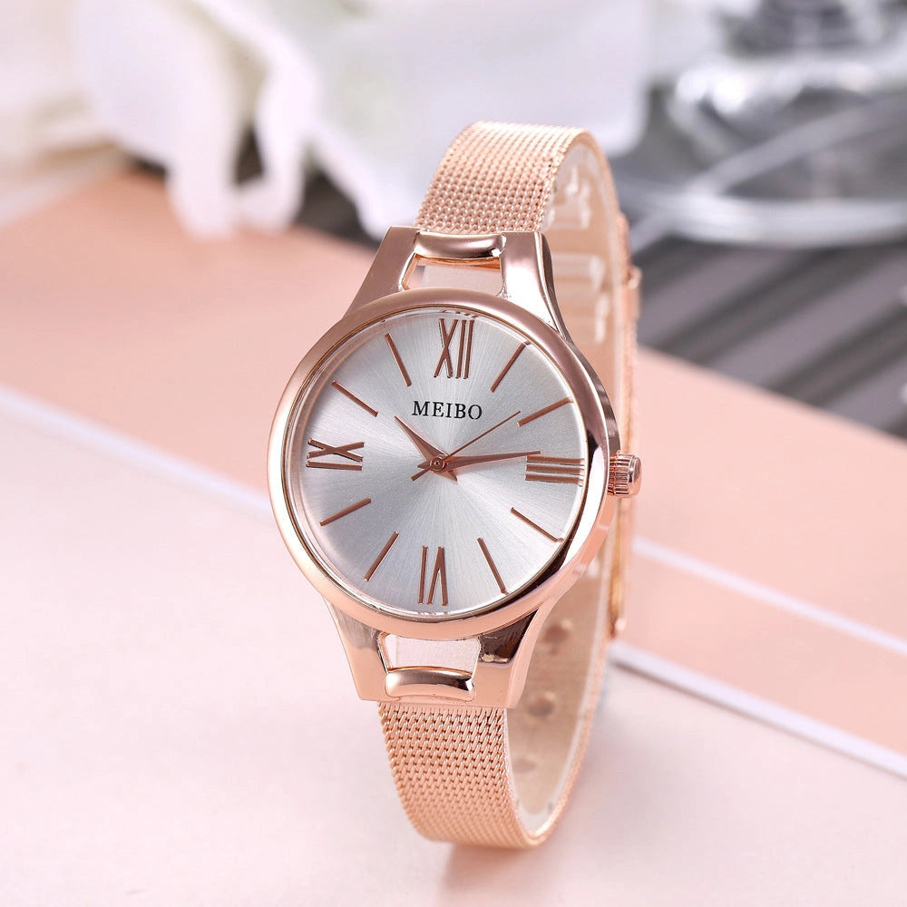 Rose Gold Stainless Steel Mesh Watch for Women