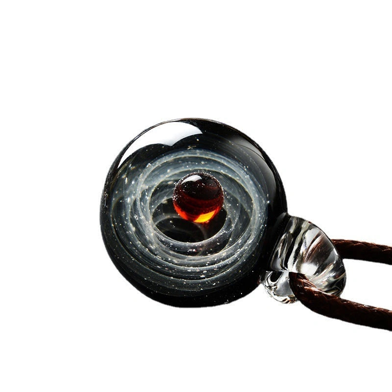 Cosmic Nebula Pendant Necklace with Glass Ball Design