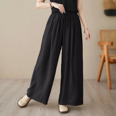 Stylish Plus Size Wide Leg Straight Casual Trousers