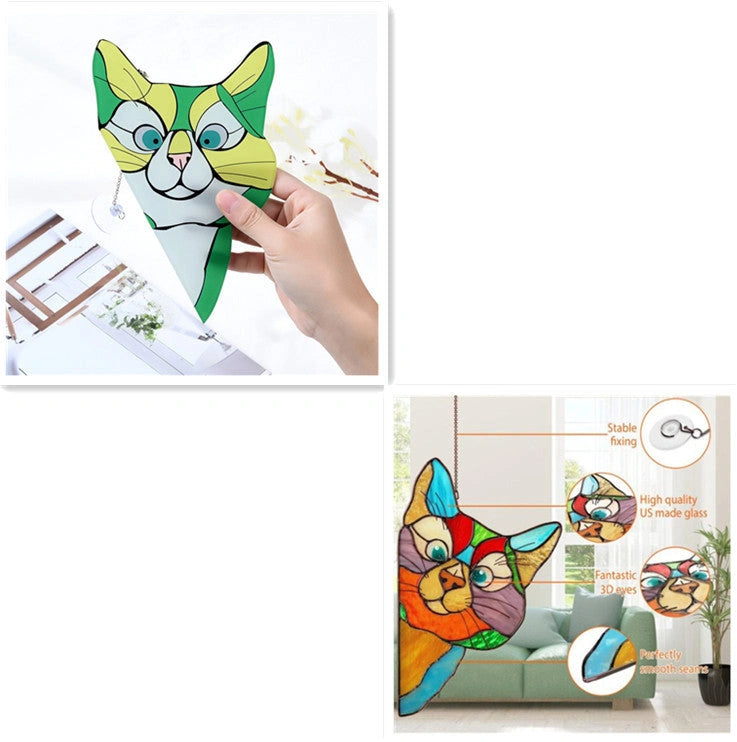 Stained Glass Cat Window Hanger Decoration - Reusable PVC Sticker