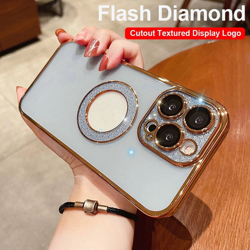 Electroplated Soft Diamond Ring iPhone Case with Lens Protection