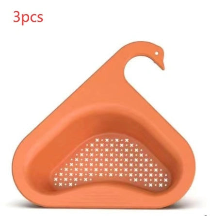 Swan-shaped sink hanging fruit and vegetable filter basket for kitchen use