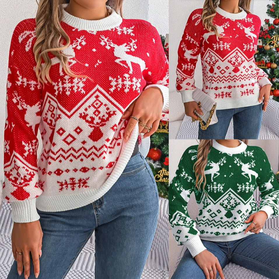 2025 Autumn Winter Deer Pattern Long Sleeve Hoodie for Women