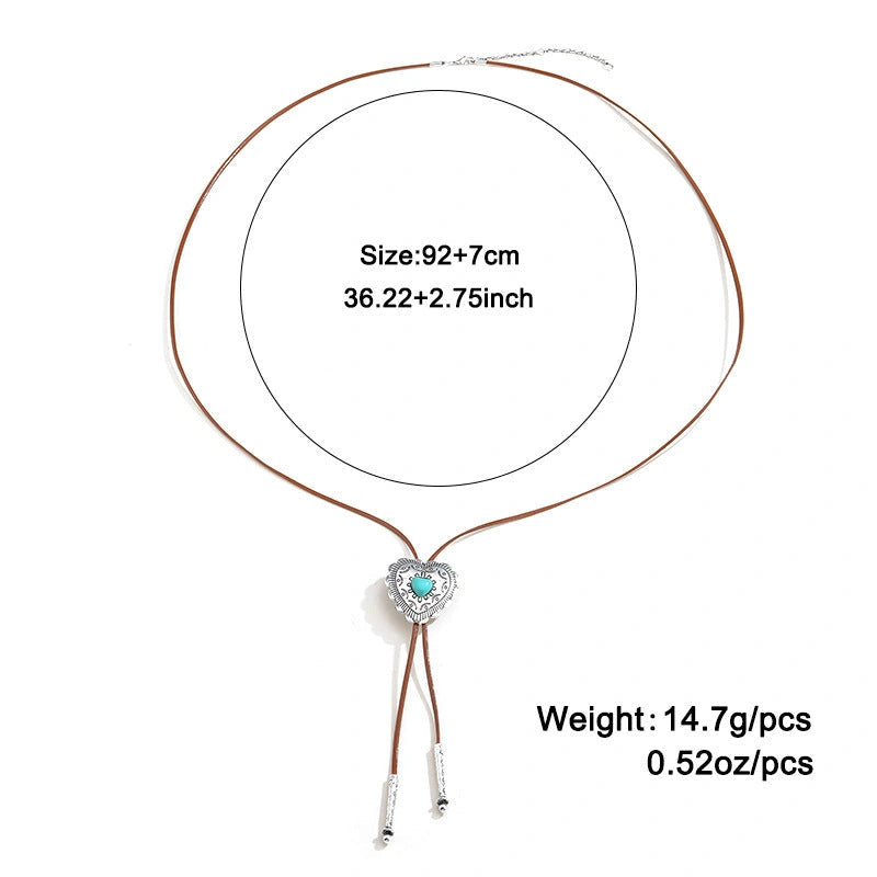 Retro Turquoise Cross Necklace for Women