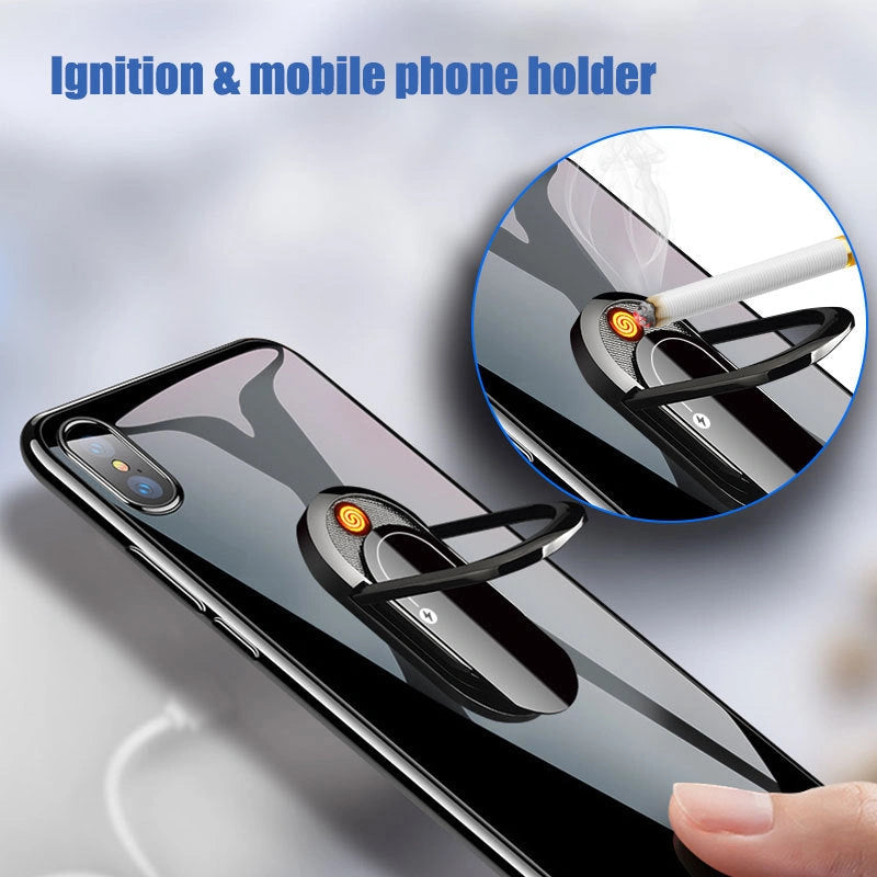 USB Rechargeable Cigarette Lighter with Mobile Phone Holder