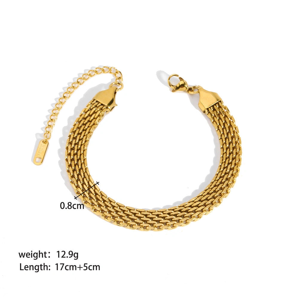 Stainless Steel Ornament Bracelet with Real Gold Treatment