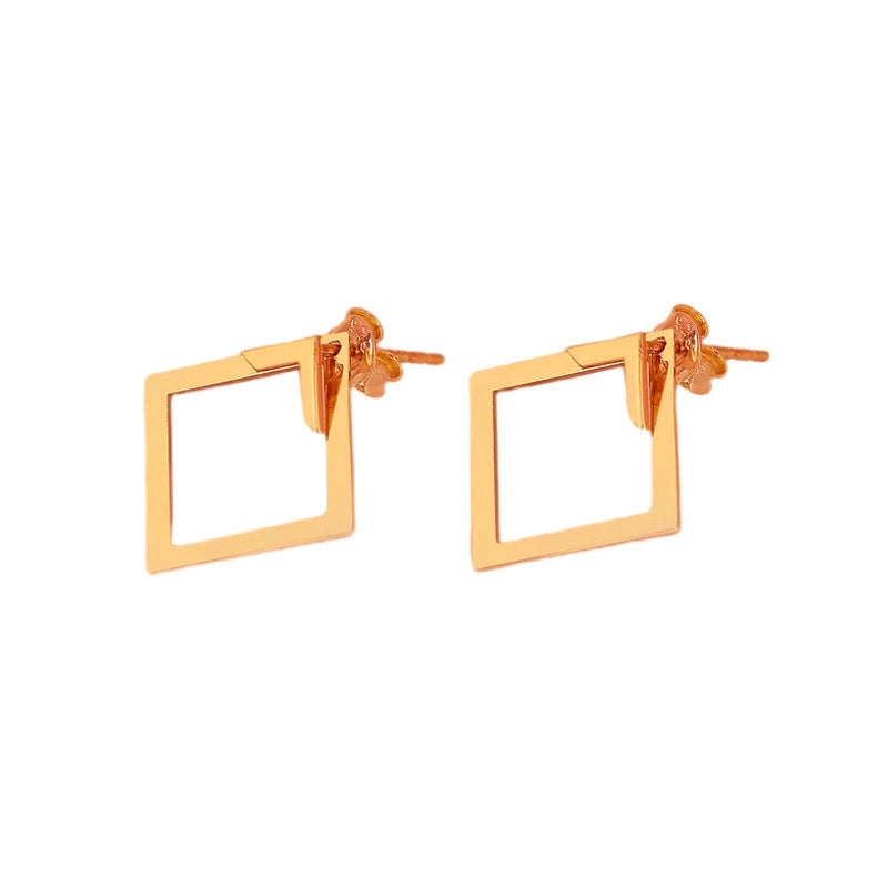 Stylish Titanium Steel Square Geometric Earrings for Women