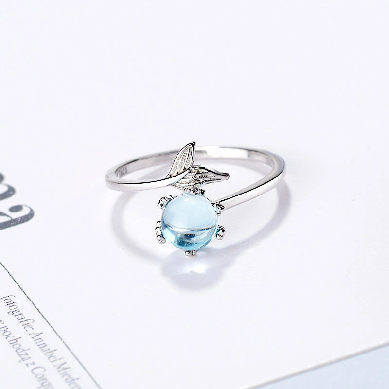 Silver Plated Adjustable Mermaid Tail Ring for Women
