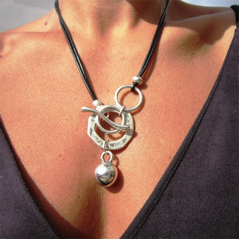 Bohemian Leather Necklace with OT Buckle Drop