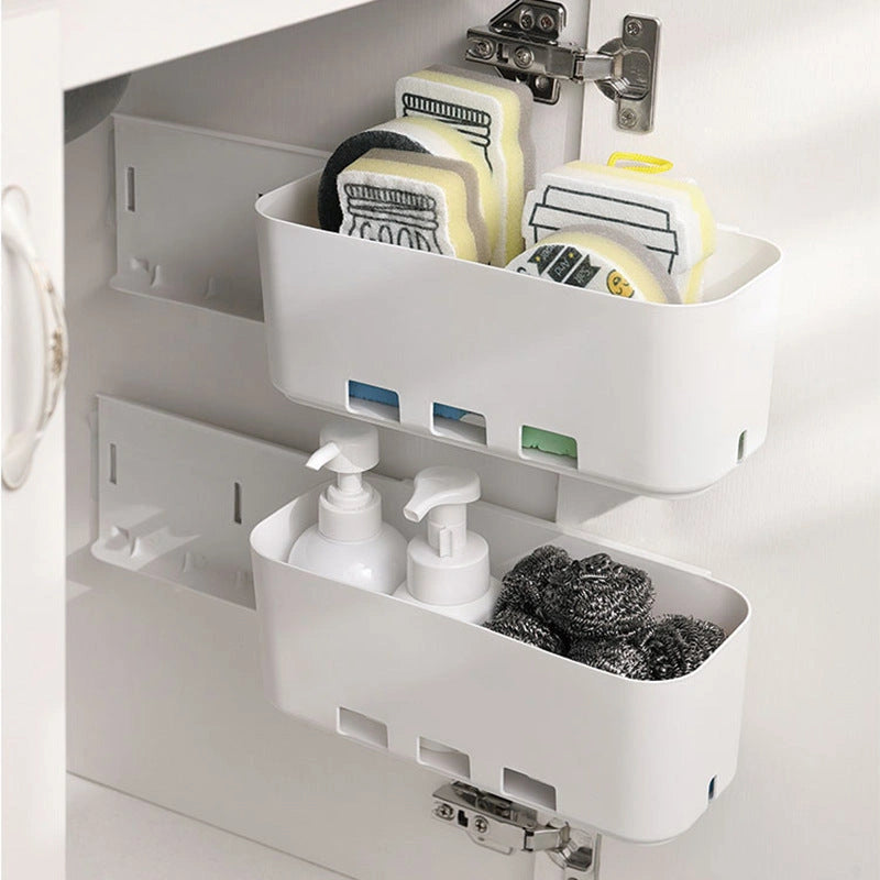 Retractable kitchen storage rack for cabinets and refrigerators