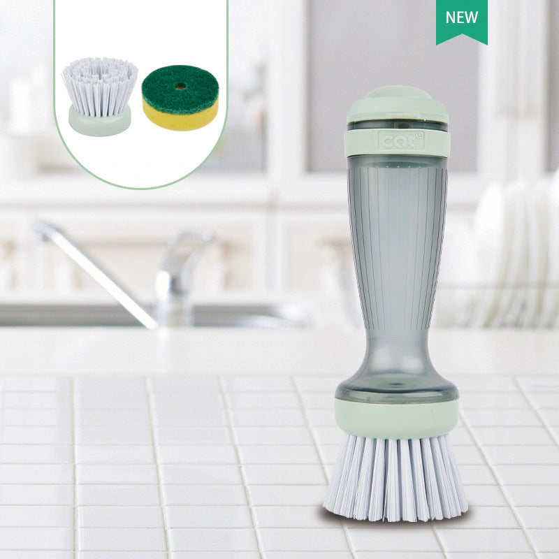 Pot Brush with Soap Dispenser for Effective Kitchen Cleaning