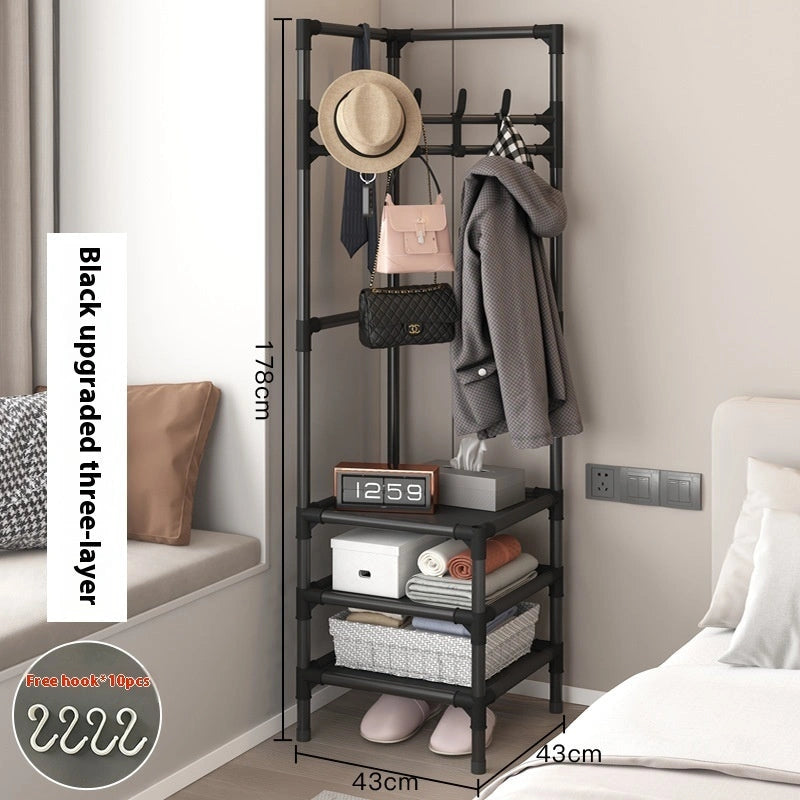 Corner Coat Rack Multi-layer Assembly with 10 Hooks