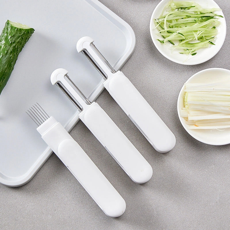 3-in-1 Multifunctional Rotary Paring Knife with 360 Rotating Stainless Steel Blade