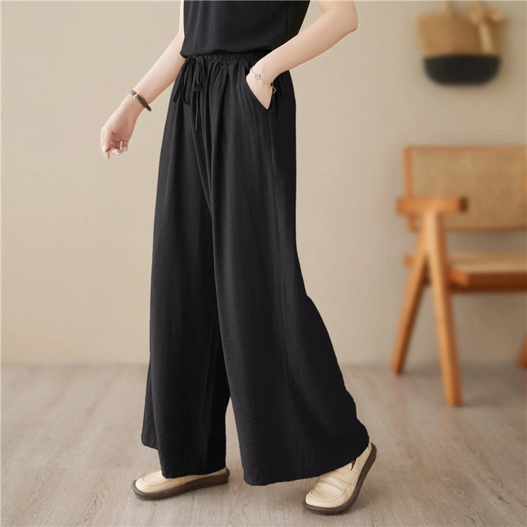 Stylish Plus Size Wide Leg Straight Casual Trousers