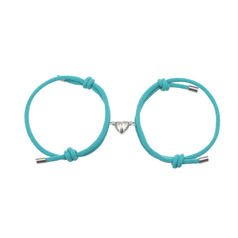 Adjustable Nylon Love Magnetic Bracelet with Sticky Metal Heads