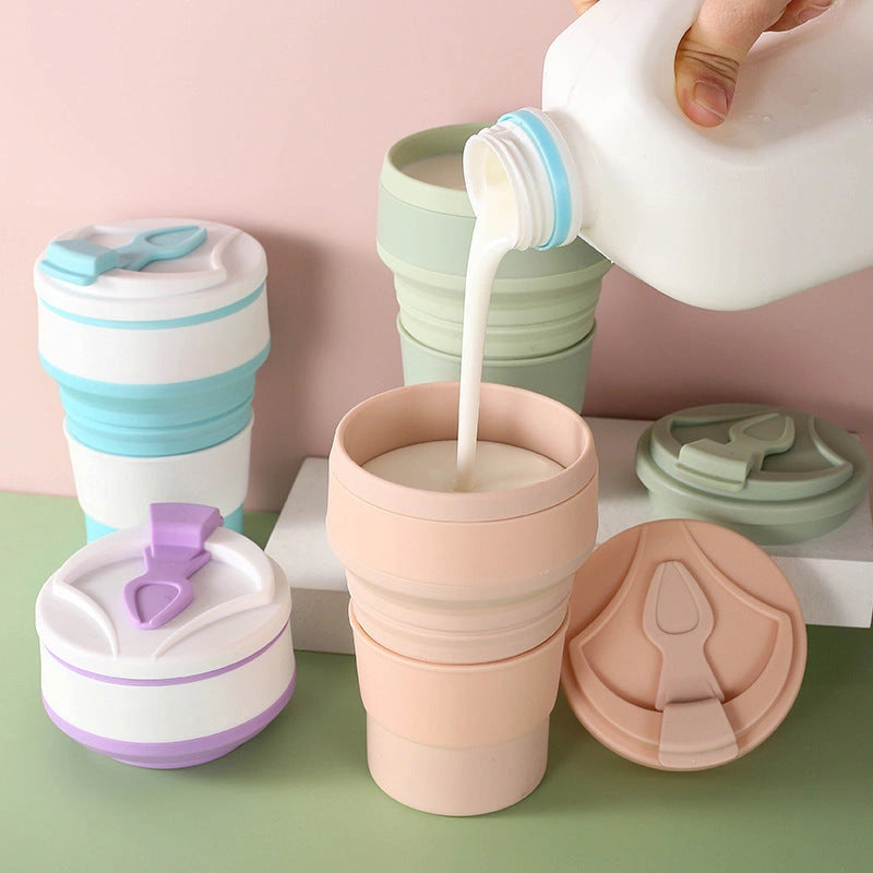 Collapsible Silicone Travel Mug with Leak-Proof Cover