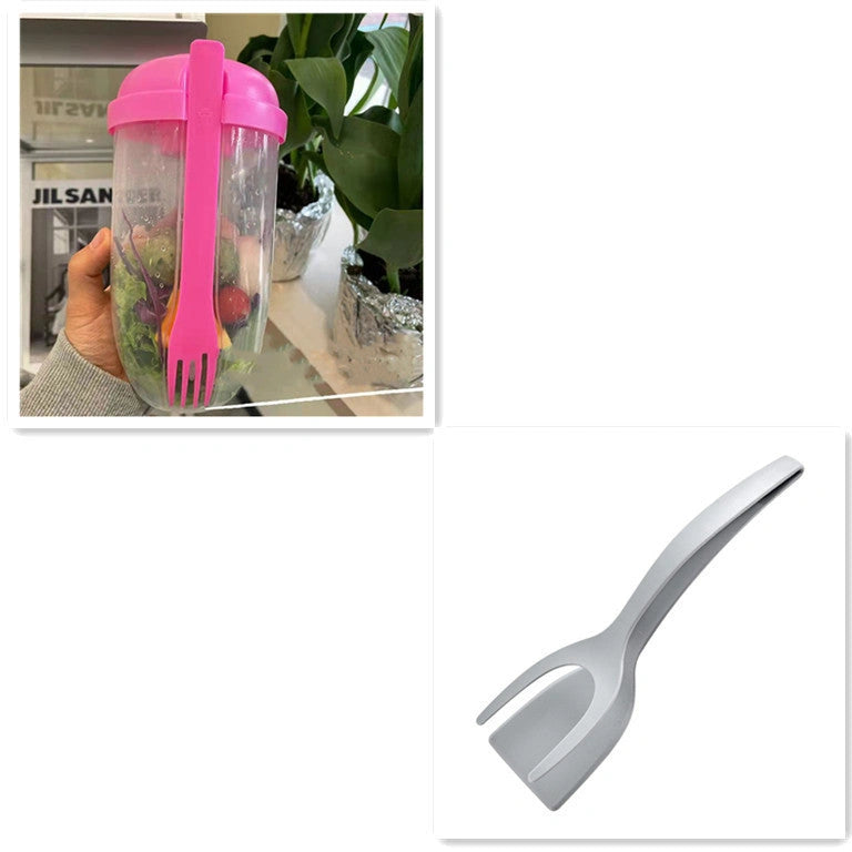 Bento food taper bowl set with fork and sauce cup lid for salads and yogurts