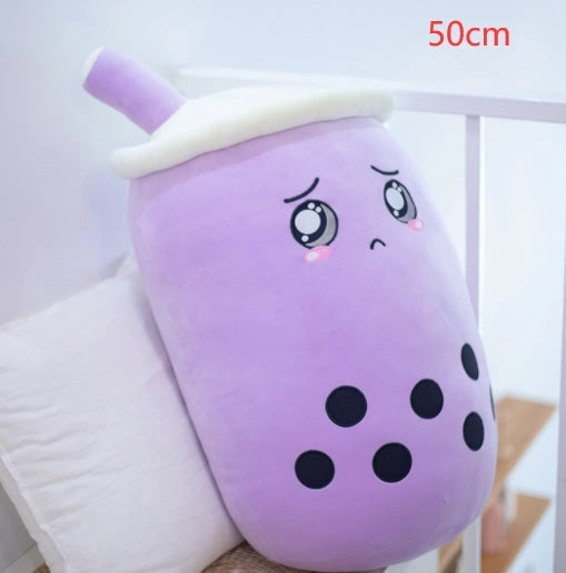 Strawberry Milk Tea Plush Boba Toy Pillow for Youth