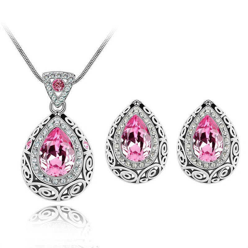 Austria crystal guard water droplet necklace with snake bone chain