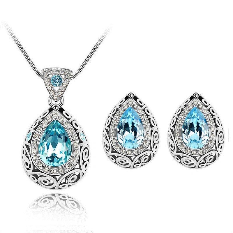 Austria crystal guard water droplet necklace with snake bone chain