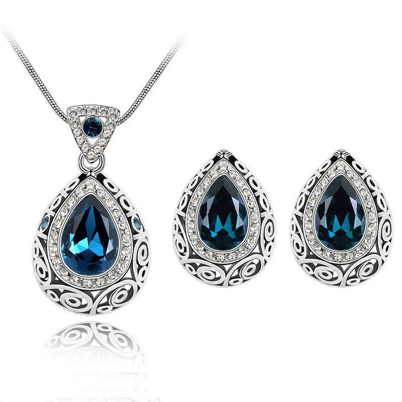 Austria crystal guard water droplet necklace with snake bone chain