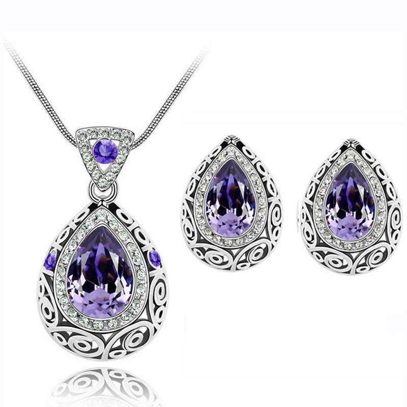 Austria crystal guard water droplet necklace with snake bone chain