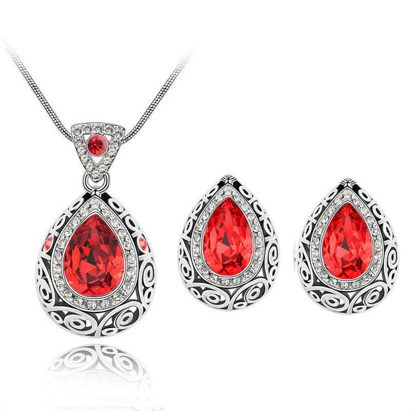 Austria crystal guard water droplet necklace with snake bone chain