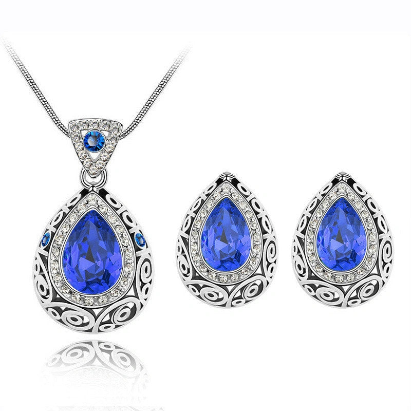 Austria crystal guard water droplet necklace with snake bone chain