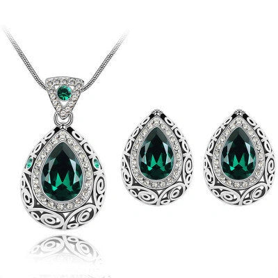 Austria crystal guard water droplet necklace with snake bone chain